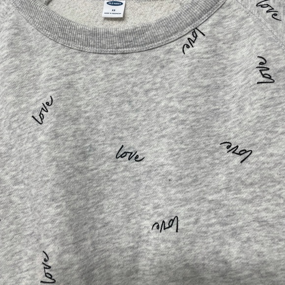 Old Navy Love Sweatshirt Grey Preowned Xsmall - Picture 2 of 5